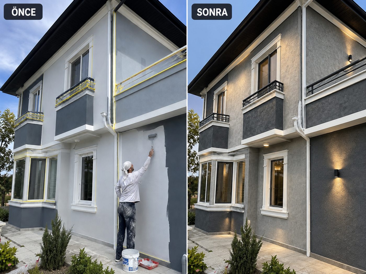 Yeniköy dış cephe boya öncesi ve sonrası